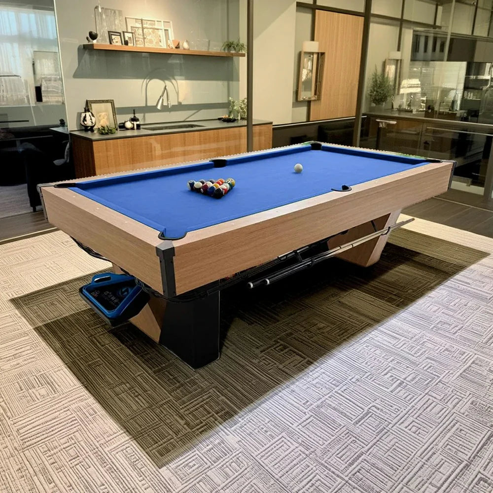 CUETIQ 9FT Professional-Grade Heavy-Duty Automatic Black Pool Marble Modern Table Build, - Ball Return, Luxury Frame, Design