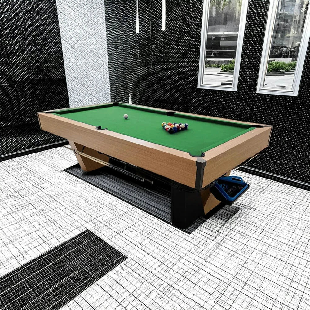 CUETIQ 8FT Automatic Ball Marble - Modern Black Build, Professional-Grade Table Heavy-Duty Frame, Luxury Return, Pool Design