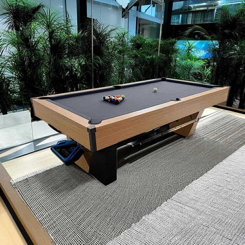 CUETIQ 9FT Professional-Grade Heavy-Duty Automatic Black Pool Marble Modern Table Build, - Ball Return, Luxury Frame, Design