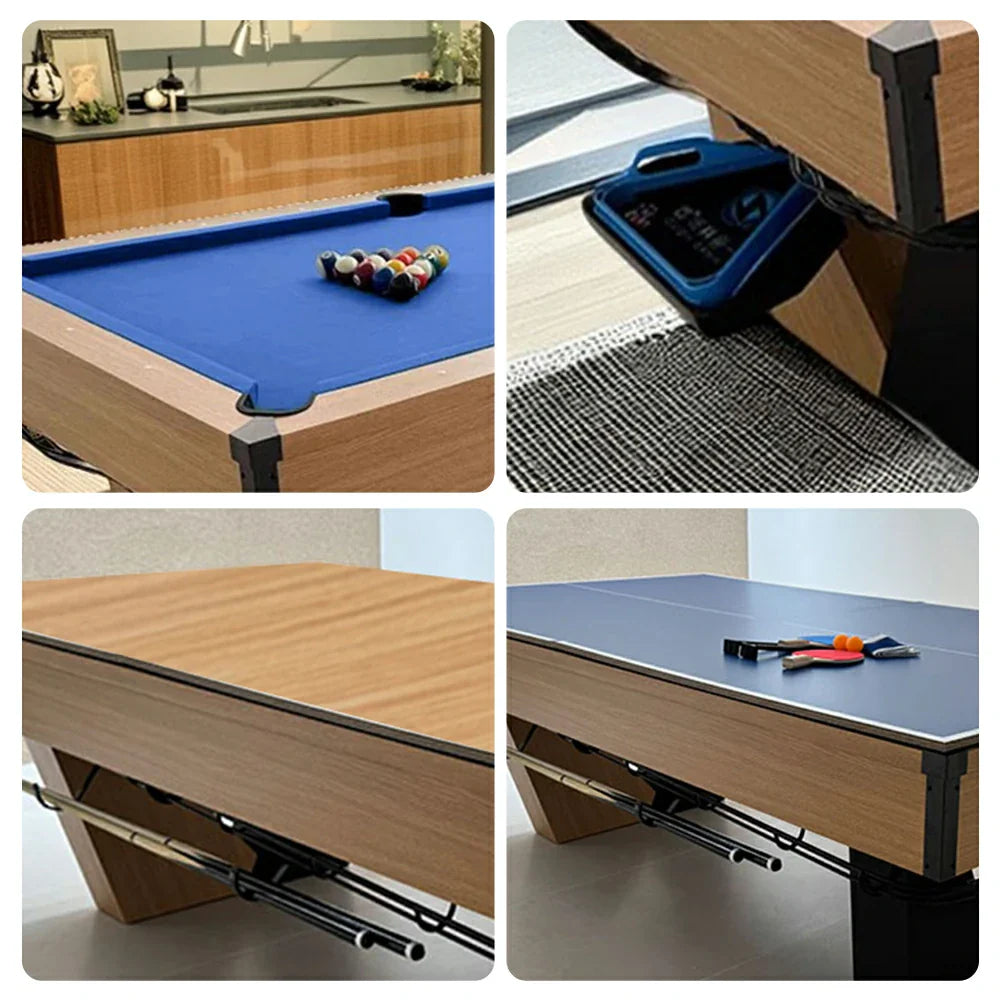 CUETIQ 8FT Pool - Ball Multi-Function Automatic Marble 3-in-1 Table Return, Black Design