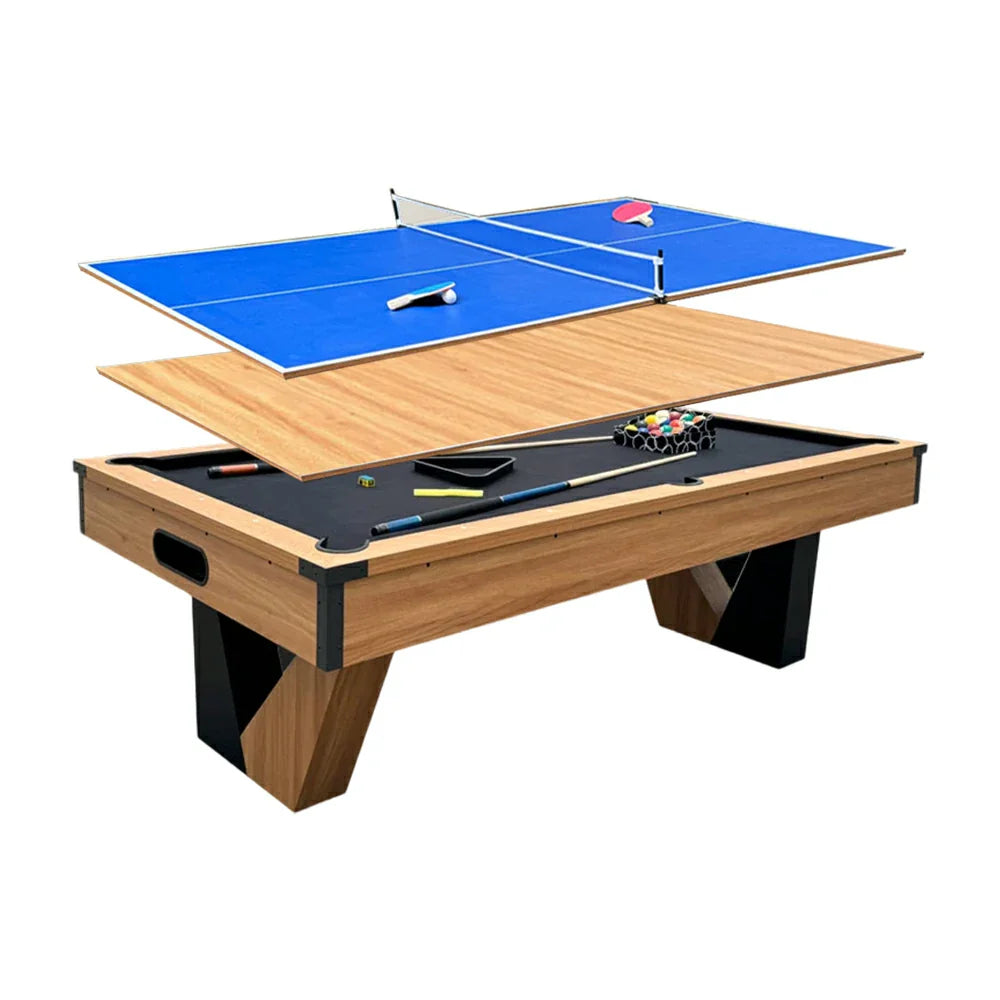 QUESLA 9FT Billiards, Office Table Ball Return Pong Desk, Marble 3-in-1 - Pool Ping System