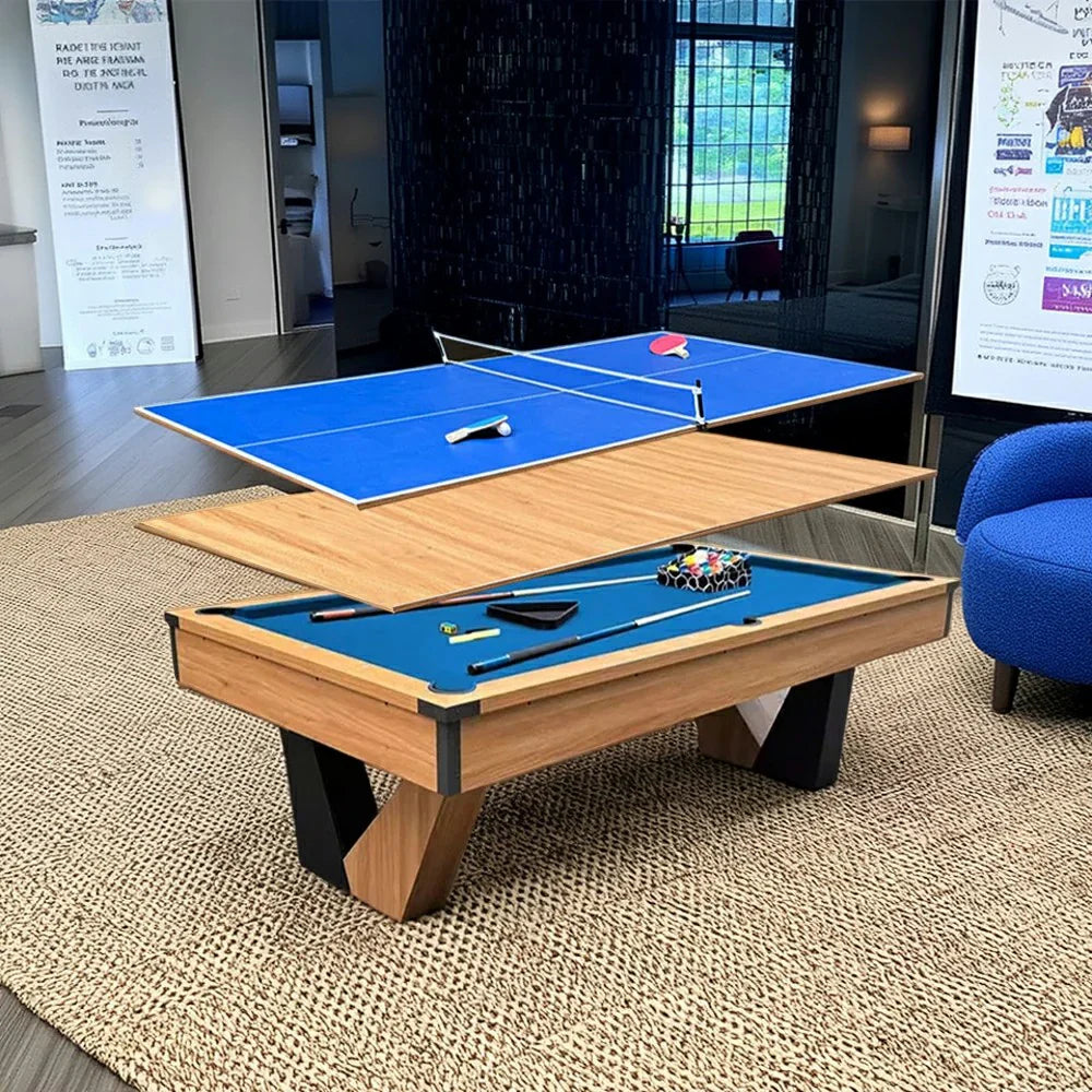 CUETIQ 3-IN-1 Table/Table Table 8FT MDF Accessories V-Frame Table/Dining Tennis W/ Billiard Design