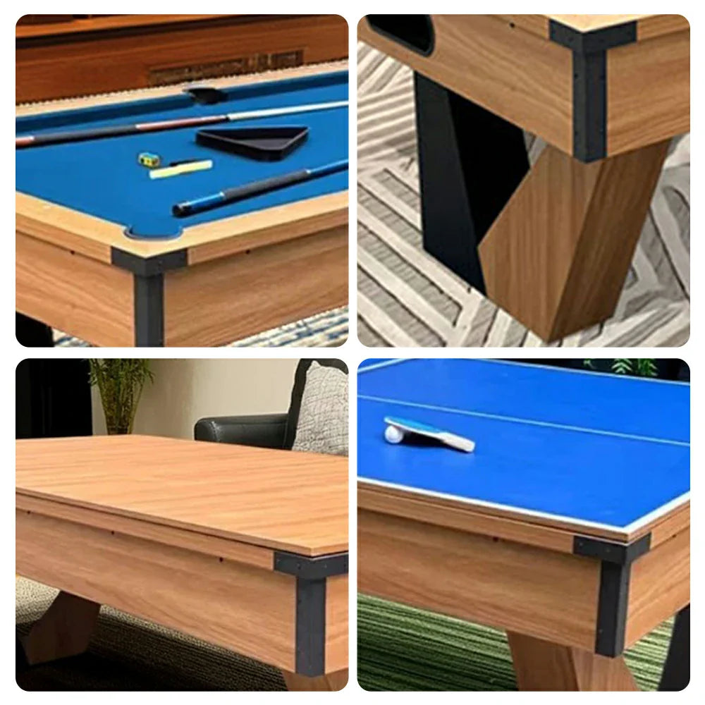 QUESLA 9FT Billiards, Office Table Ball Return Pong Desk, Marble 3-in-1 - Pool Ping System