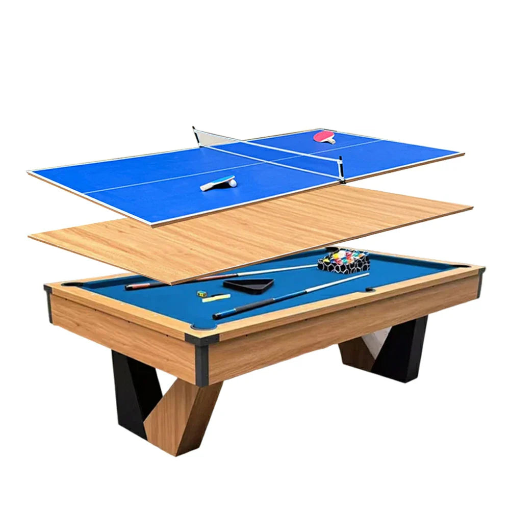 CUETIQ 3-IN-1 Table/Dining Billiard Accessories V-Frame MDF 7FT Table/Table Tennis Table W/ Design