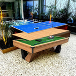 QUESLA 9FT Billiards, Office Table Ball Return Pong Desk, Marble 3-in-1 - Pool Ping System