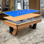 QUESLA 8FT Ping Office Billiards, Marble Pong Table - Desk, Pool Ball 3-in-1 Return System