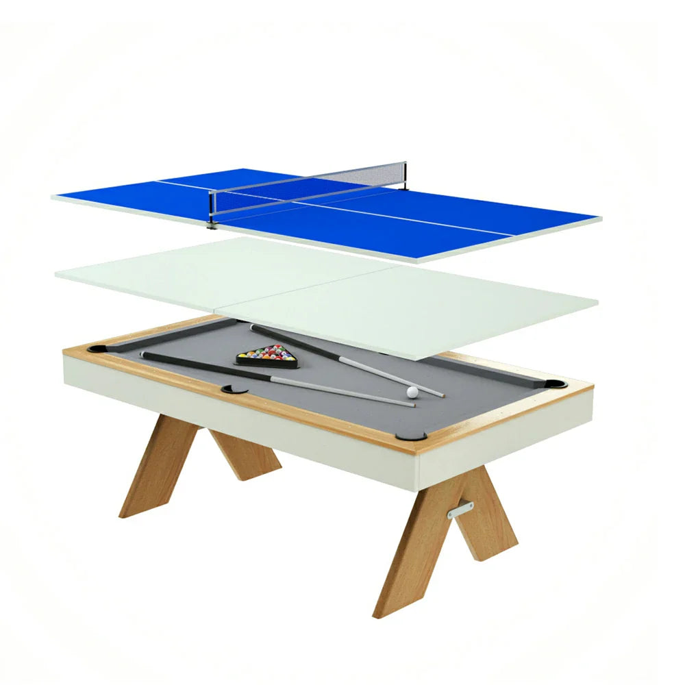 CUETIQ 7FT Table/Table Billiard Table/Dining 3-IN-1 - MDF Table Tennis Grey