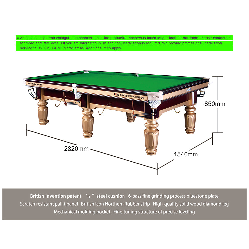 JOY Q8 Pool Table Slate Table Chinese Luxury 9FT Gold Frame
