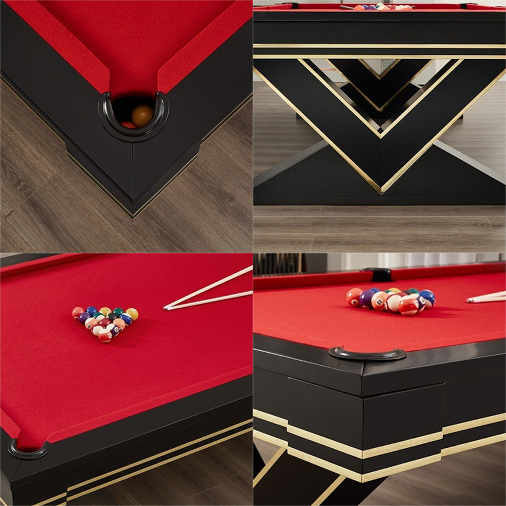 QUESLA TEGL010 Luxurious 7FT/8FT Solid Wood Table / Slate Table Top Billiard Pool Free Accessories