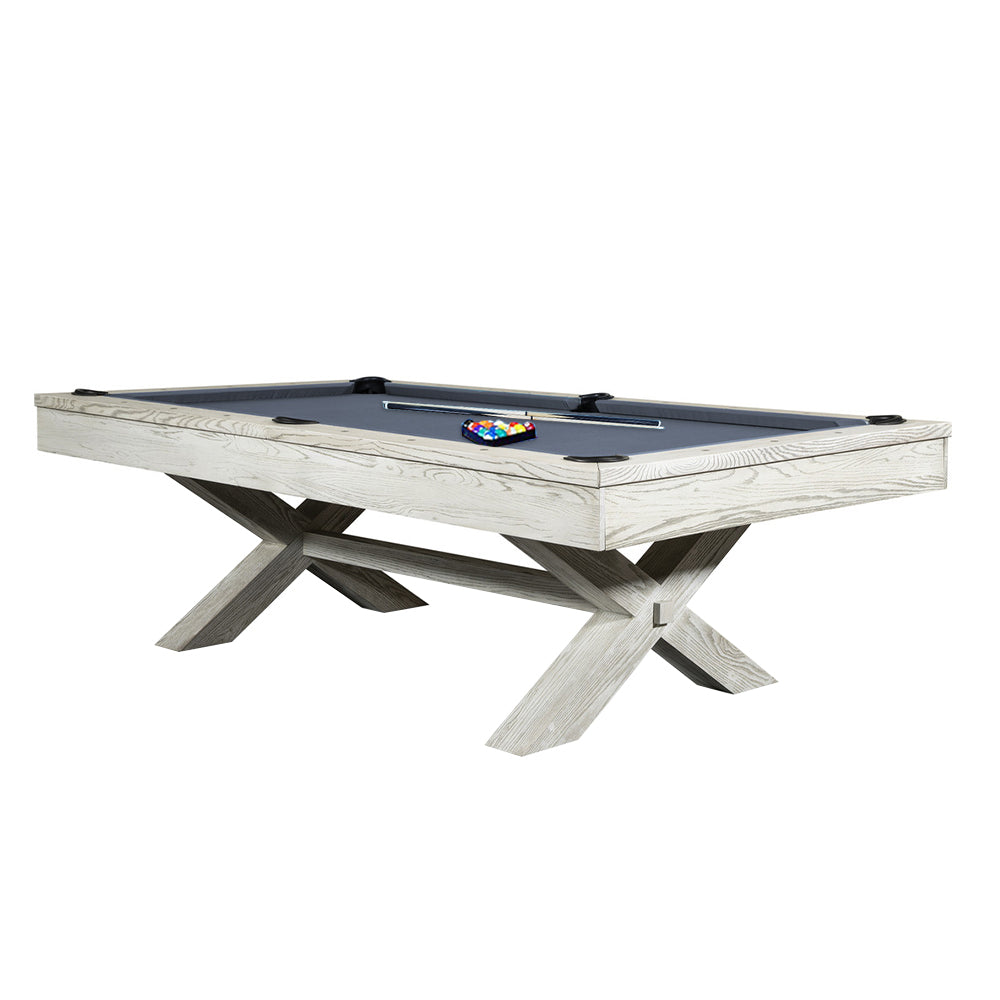 QUESLA WYJ004 W/ Billiard Accessories White&Grayish Free Table 8FT Table - Slate Pool Blue