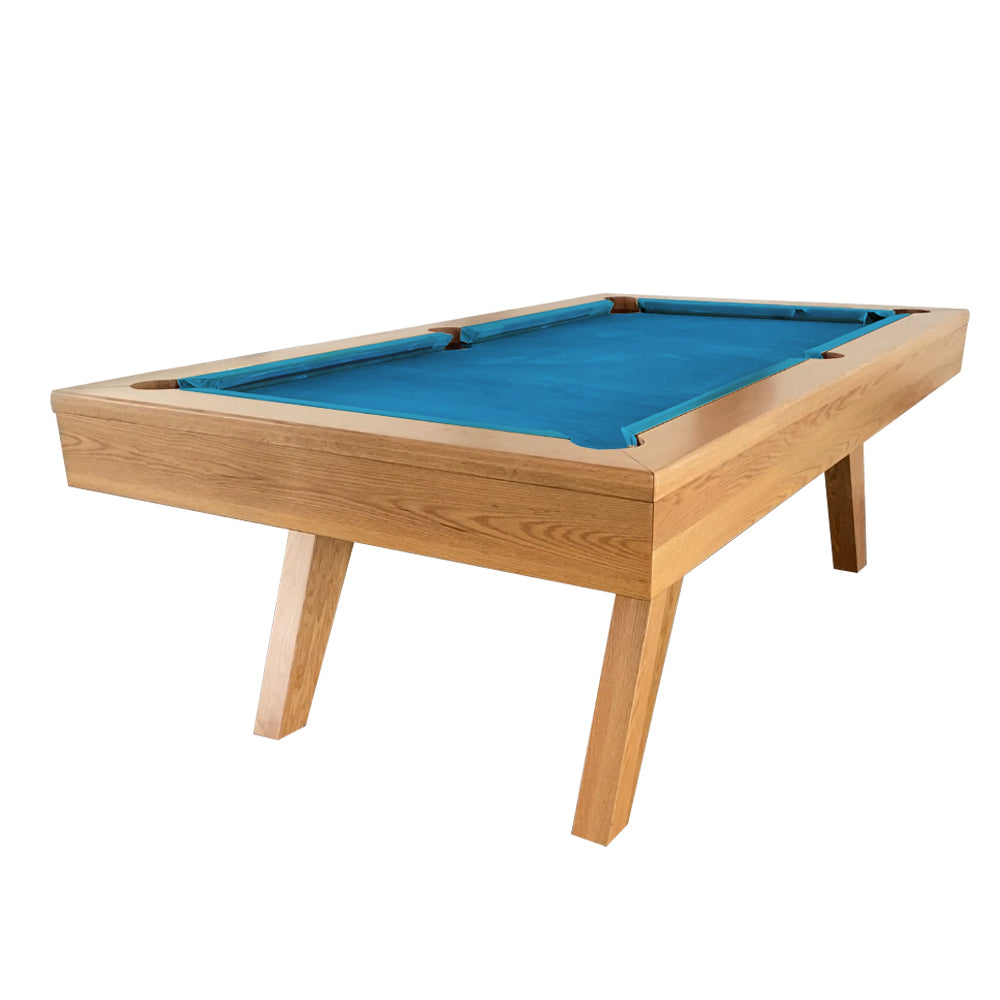 QUESLA P1 - Table Billiards Slate Snooker Leg Oblique 7FT Pool Table Oak&Blue