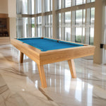 QUESLA P1 - Table Billiards Slate Snooker Leg Oblique 7FT Pool Table Oak&Blue