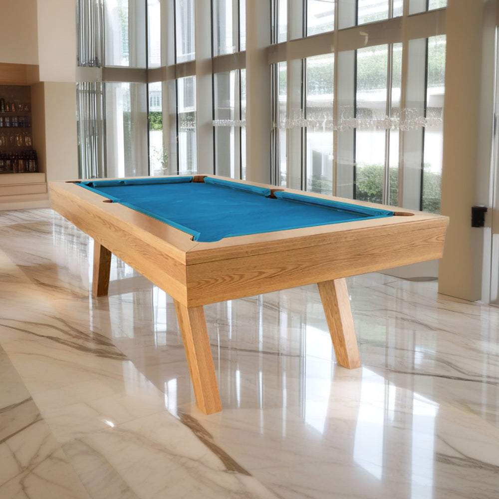 QUESLA P1 - Table Billiards Slate Snooker Leg Oblique 7FT Pool Table Oak&Blue