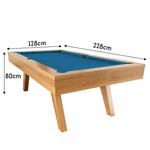 QUESLA P1 - Table Billiards Slate Snooker Leg Oblique 7FT Pool Table Oak&Blue