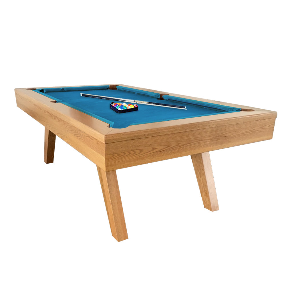 QUESLA P1 - Table Billiards Slate Snooker Leg Oblique 7FT Pool Table Oak&Blue