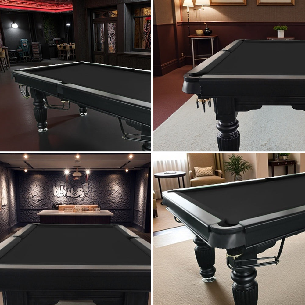 QUESLA 7FT Black Pool Ball - Design Upgraded Model Professional Reinforced Pro Legs Table - Solid Nets 2025 Billiard Table, with Timber Classic Slate Frame