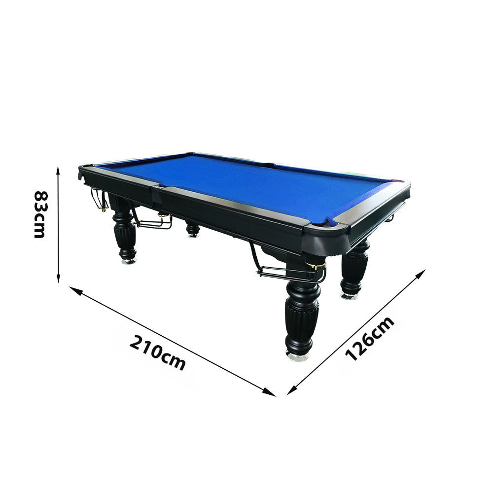 QUESLA 7FT Nets 2025 - Reinforced Upgraded Billiard - with Pool Ball Classic Design Table Timber Pro Professional Model Solid Legs Table, Slate Black Frame