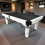QUESLA 8FT Ball - Upgraded with Pro Billiard Pool Legs White Table, Design Slate Nets Classic - 2025 Timber Professional Table Solid Reinforced Model Frame