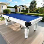 QUESLA 7FT - Nets Billiard with Reinforced Professional Slate 2025 Design Pro Classic Upgraded - Ball Solid White Model Table, Timber Pool Table Legs Frame