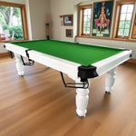 QUESLA 8FT Professional - Reinforced Pool Nets Design Solid White Pro Upgraded Ball Table Model Classic with 2025 Timber Table, Slate Billiard - Legs Frame