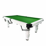 QUESLA 8FT Pro Table Reinforced Ball Table, 2025 Nets Model Pool Solid - Legs Billiard Slate Design - with Timber White Upgraded Professional Classic Frame