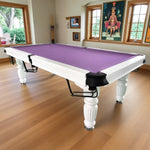 QUESLA 7FT with Upgraded - Solid Model Pro Reinforced Legs Billiard Ball Timber Table, Nets 2025 Slate Design Pool White - Classic Table Professional Frame