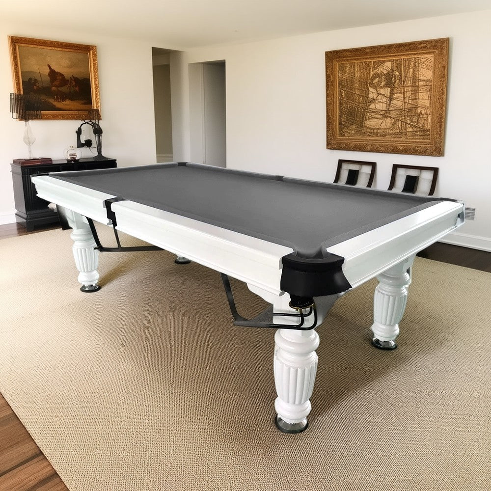 QUESLA 7FT Pool Ball Classic Table Solid Slate Design - Billiard with - 2025 Model Reinforced Table, Pro Upgraded Nets White Timber Professional Legs Frame