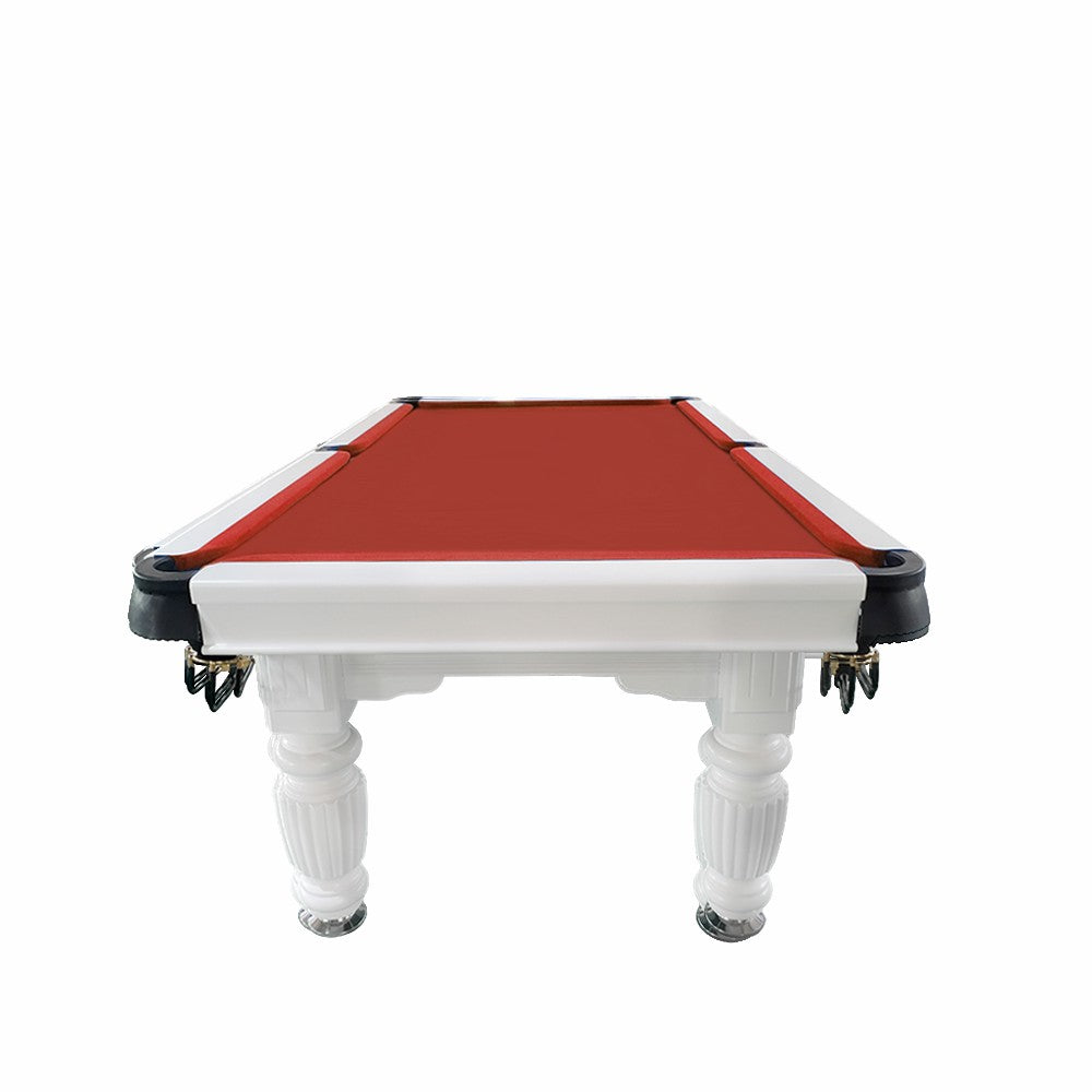 QUESLA 8FT Pro Table Reinforced Ball Table, 2025 Nets Model Pool Solid - Legs Billiard Slate Design - with Timber White Upgraded Professional Classic Frame