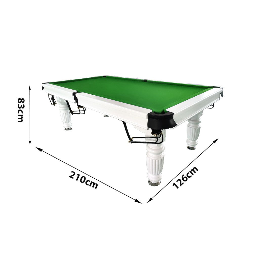 QUESLA 7FT - Nets Billiard with Reinforced Professional Slate 2025 Design Pro Classic Upgraded - Ball Solid White Model Table, Timber Pool Table Legs Frame