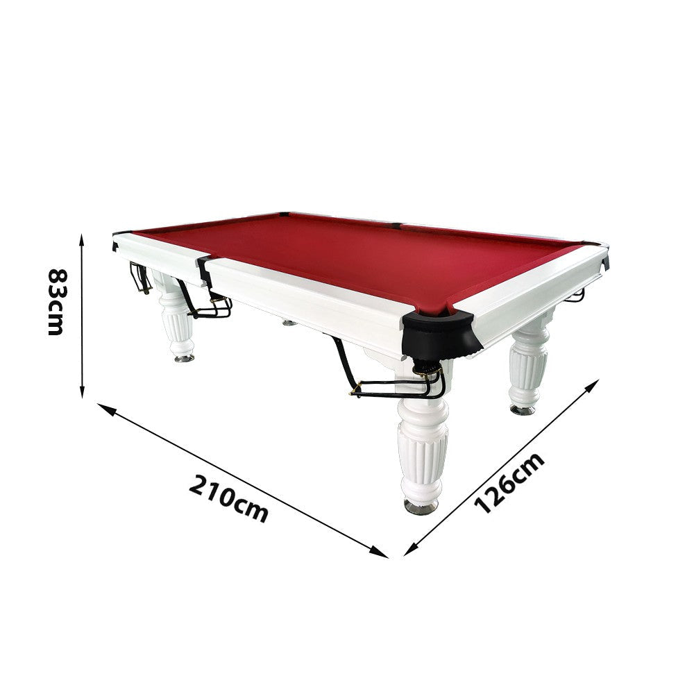 QUESLA 7FT - Nets Billiard with Reinforced Professional Slate 2025 Design Pro Classic Upgraded - Ball Solid White Model Table, Timber Pool Table Legs Frame