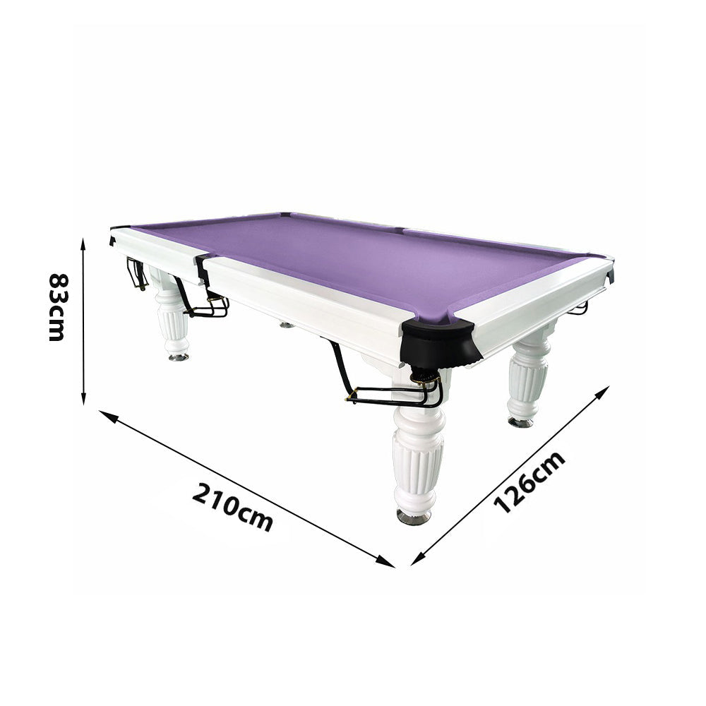 QUESLA 7FT Pool Ball Classic Table Solid Slate Design - Billiard with - 2025 Model Reinforced Table, Pro Upgraded Nets White Timber Professional Legs Frame