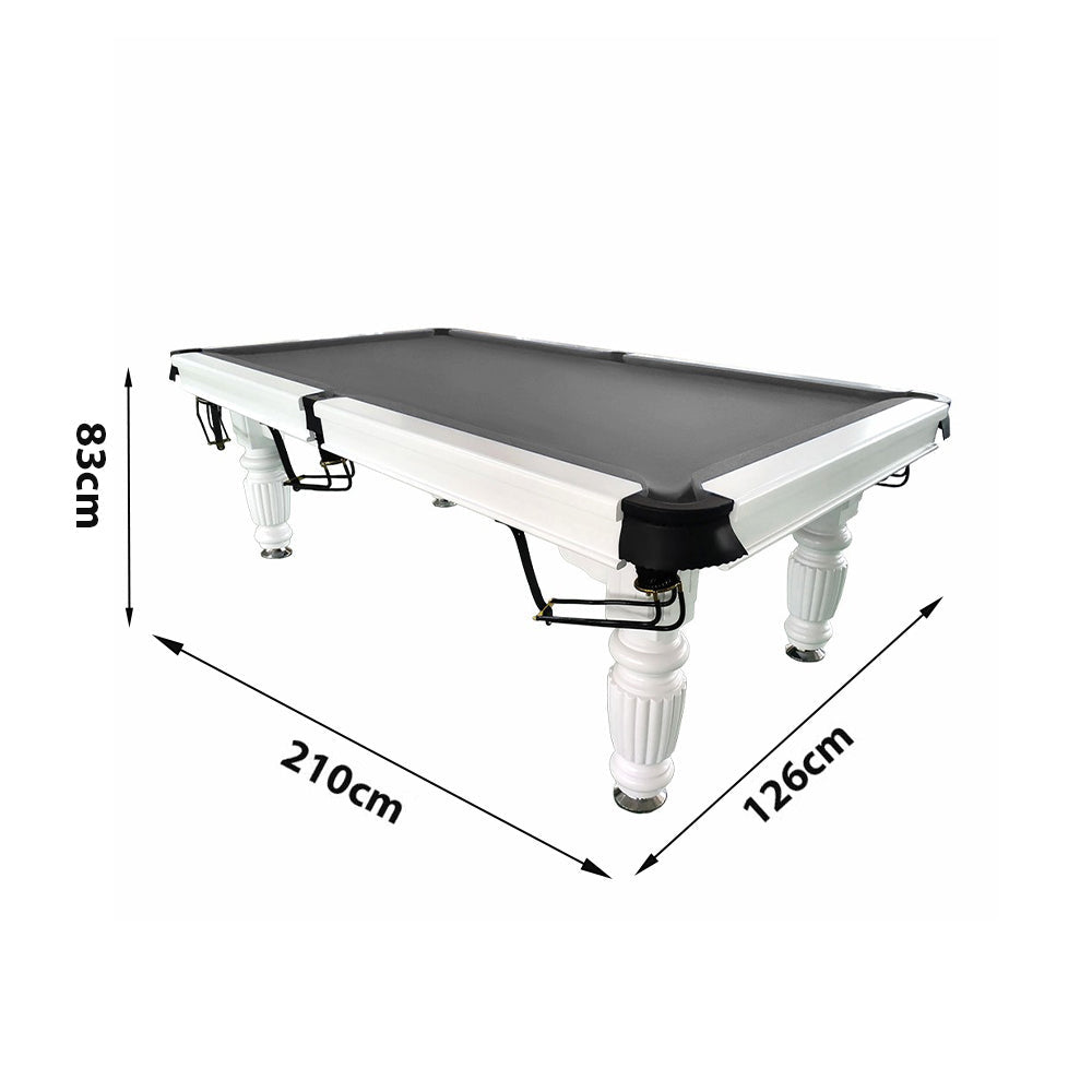 QUESLA 7FT Pool Ball Classic Table Solid Slate Design - Billiard with - 2025 Model Reinforced Table, Pro Upgraded Nets White Timber Professional Legs Frame