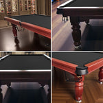QUESLA 8FT - Legs 2025 Solid Table, Classic Timber - Billiard Pro Slate Design Upgraded Professional Ball Reinforced Nets Pool Walnut Table Model with Frame