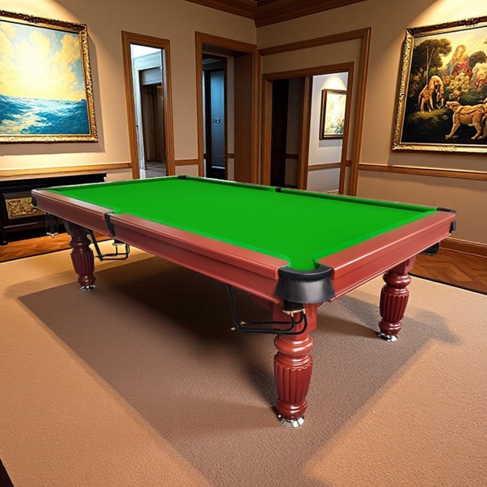 QUESLA 8FT - Legs 2025 Solid Table, Classic Timber - Billiard Pro Slate Design Upgraded Professional Ball Reinforced Nets Pool Walnut Table Model with Frame