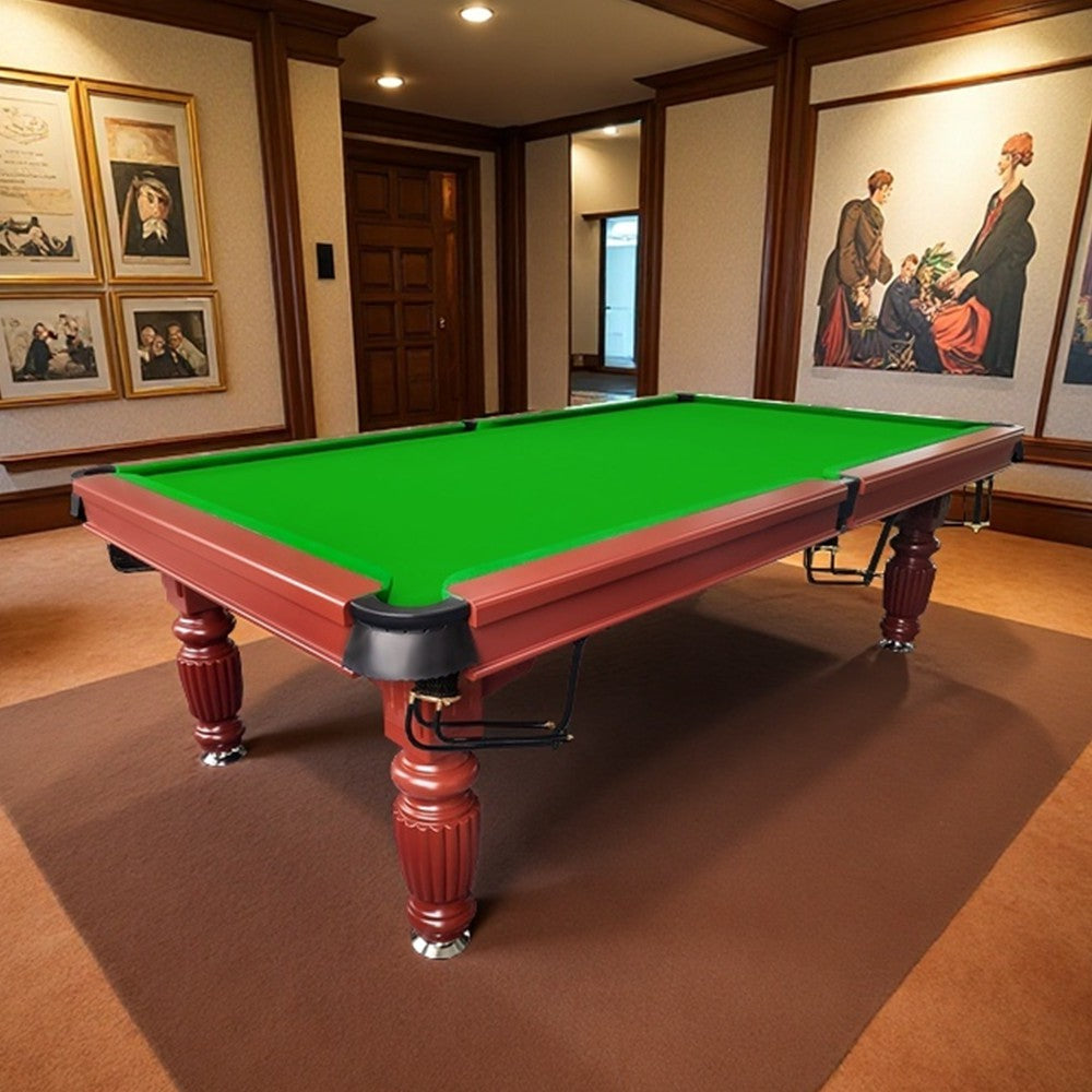QUESLA 8FT - Legs 2025 Solid Table, Classic Timber - Billiard Pro Slate Design Upgraded Professional Ball Reinforced Nets Pool Walnut Table Model with Frame