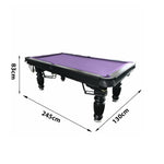 QUESLA 8FT Pool Professional Black Slate Reinforced - 2025 Nets Design Pro Timber Upgraded Ball Classic Legs with - Solid Billiard Model Table, Table Frame