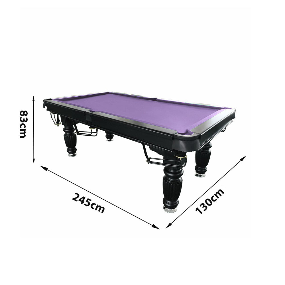 QUESLA 8FT Pool Professional Black Slate Reinforced - 2025 Nets Design Pro Timber Upgraded Ball Classic Legs with - Solid Billiard Model Table, Table Frame