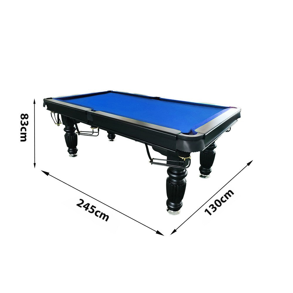 QUESLA 8FT Pool Professional Black Slate Reinforced - 2025 Nets Design Pro Timber Upgraded Ball Classic Legs with - Solid Billiard Model Table, Table Frame