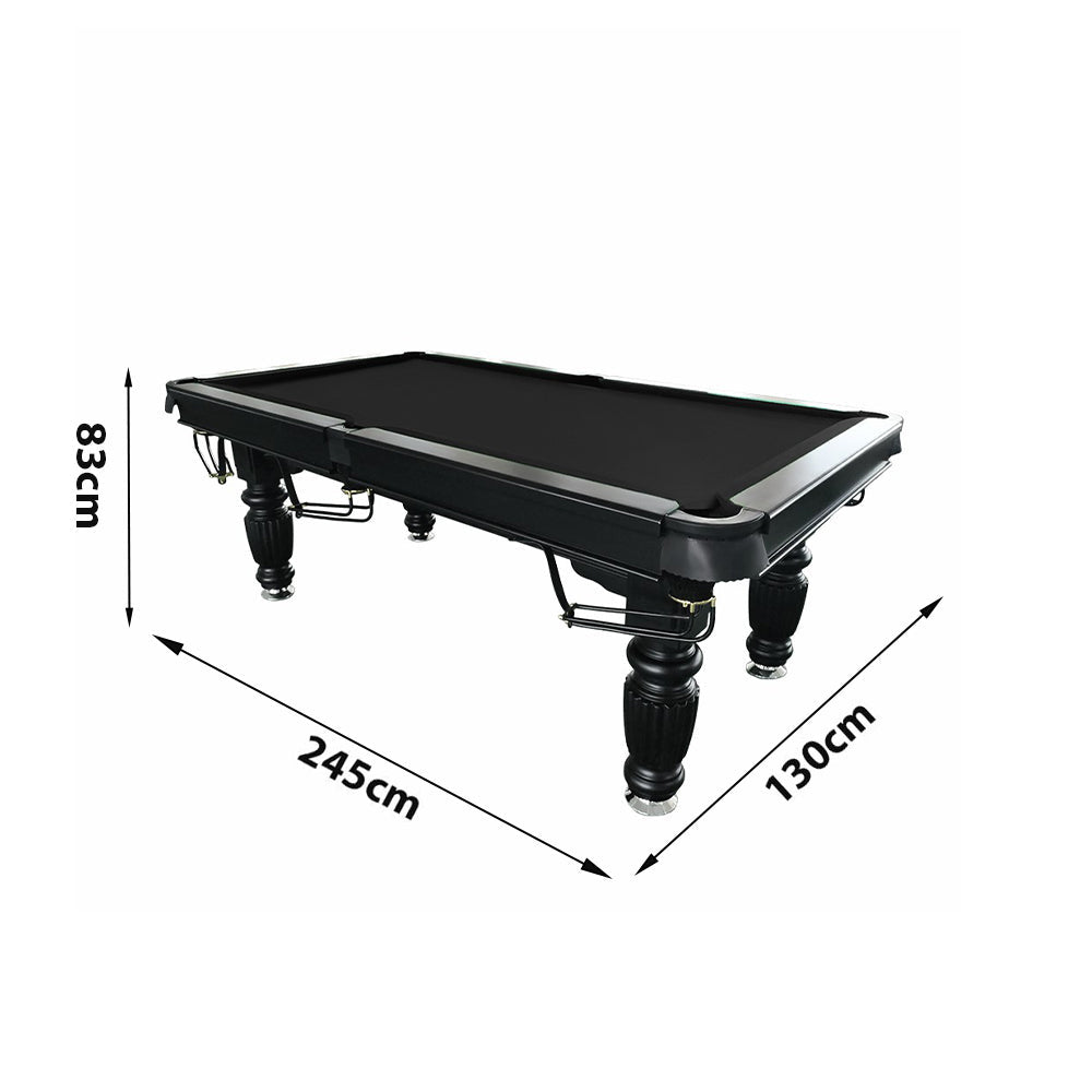 QUESLA 8FT Pool Professional Black Slate Reinforced - 2025 Nets Design Pro Timber Upgraded Ball Classic Legs with - Solid Billiard Model Table, Table Frame
