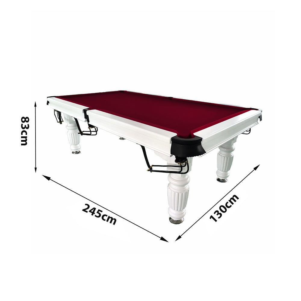 QUESLA 8FT Professional - Reinforced Pool Nets Design Solid White Pro Upgraded Ball Table Model Classic with 2025 Timber Table, Slate Billiard - Legs Frame