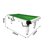 QUESLA 8FT Pro Table Reinforced Ball Table, 2025 Nets Model Pool Solid - Legs Billiard Slate Design - with Timber White Upgraded Professional Classic Frame