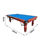 QUESLA 8FT - Legs 2025 Solid Table, Classic Timber - Billiard Pro Slate Design Upgraded Professional Ball Reinforced Nets Pool Walnut Table Model with Frame