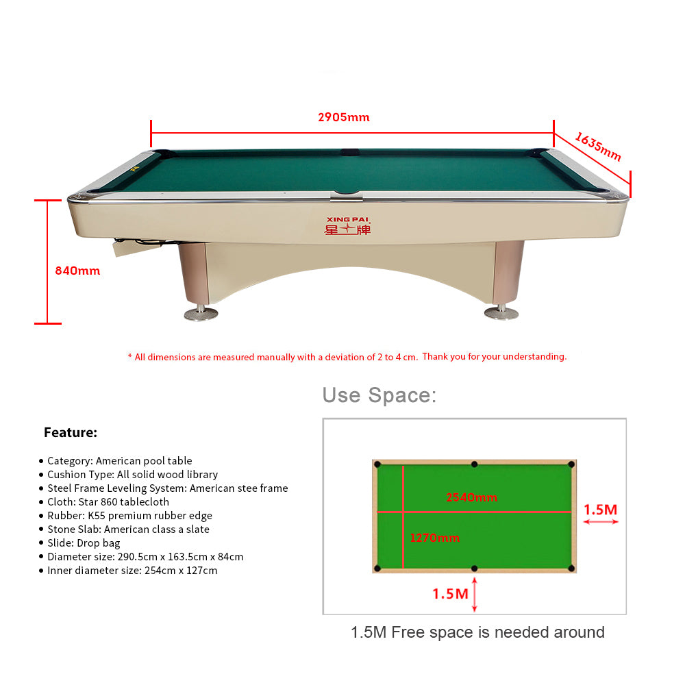 XINGPAI XW138 Fancy American Ball Economical Nine 9FT Slate Pool Table