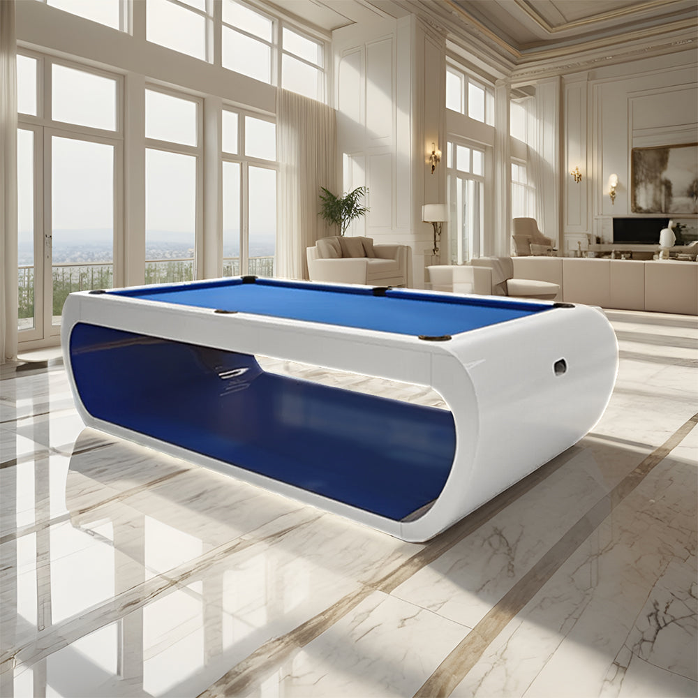 XINGPAI XW7A Pool 7FT Soild Wood Billiard Slate Table - White&Blue