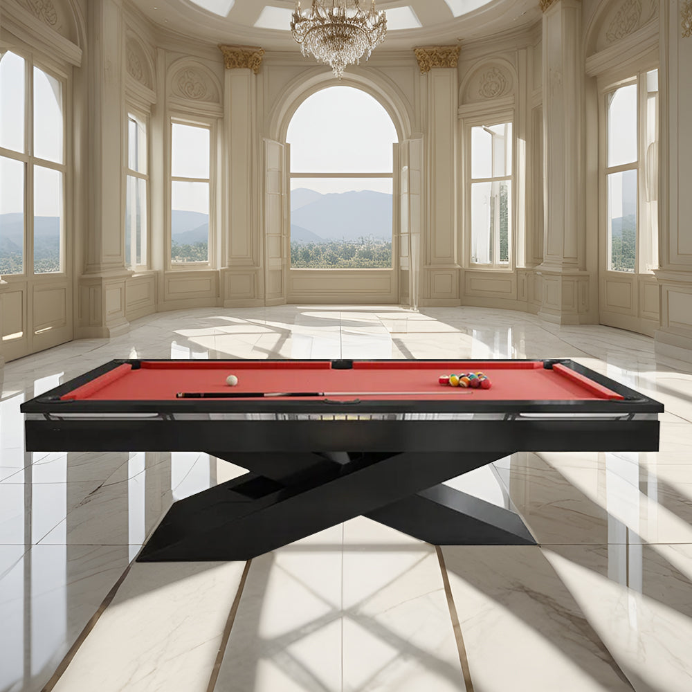 XINGPAI XW7X 7FT - Table Billiard Soild Slate Wood Pool Black&Red