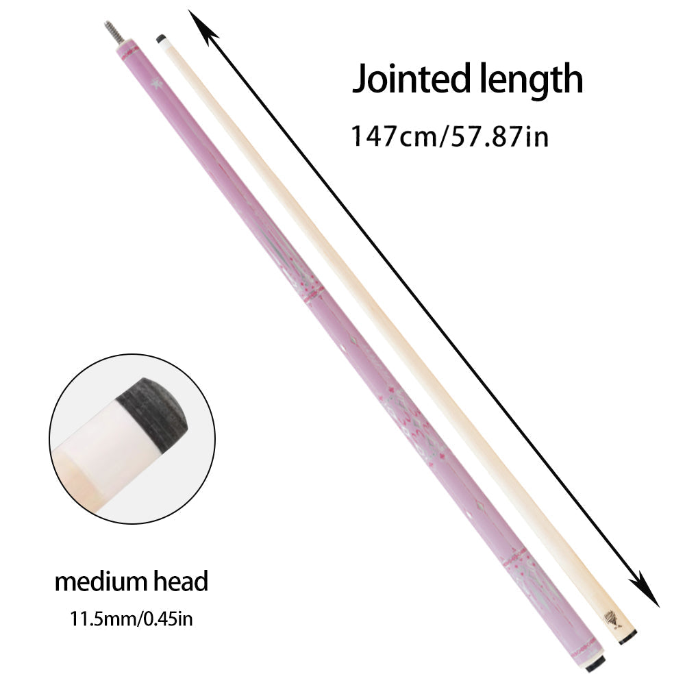 KONLLEN 147cm Billiards Head Strong Pink Black Billiards Professional 8 Length 1/2 Nine Accessories