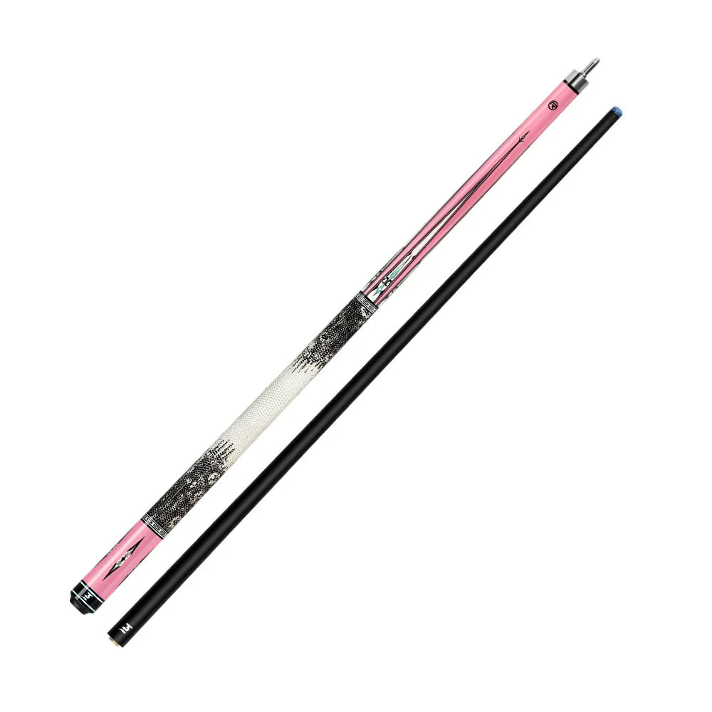 RB Professional Pool Cue Cue 2-Piece Fiber Set - Leather 147cm with Carbon - Billiard Handle Pink