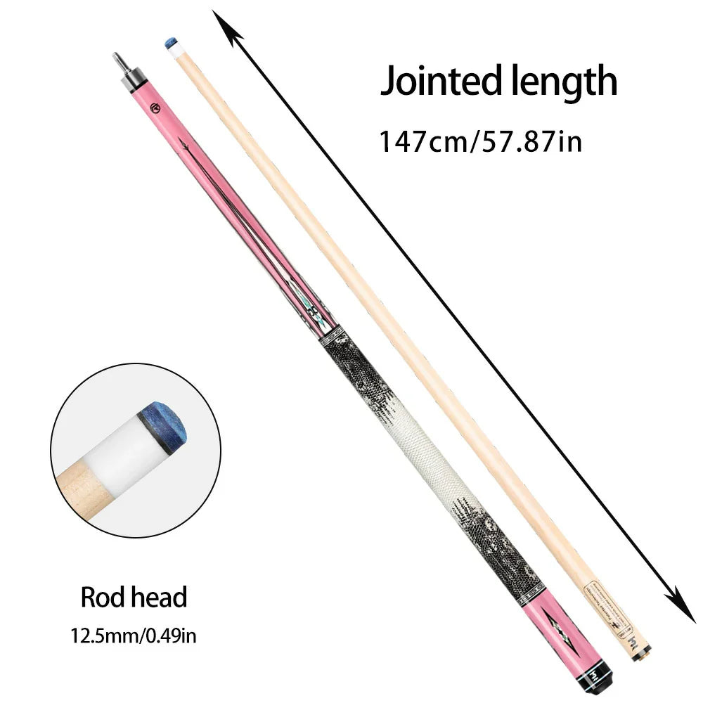 RB Professional Pool Cue Leather 147cm Set 2-Piece Maple - with Cue Billiard Handle