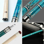 RB High-End Leather with 147cm Tip Handle 12.5cm - Cue Handle Smooth Billiard Blue