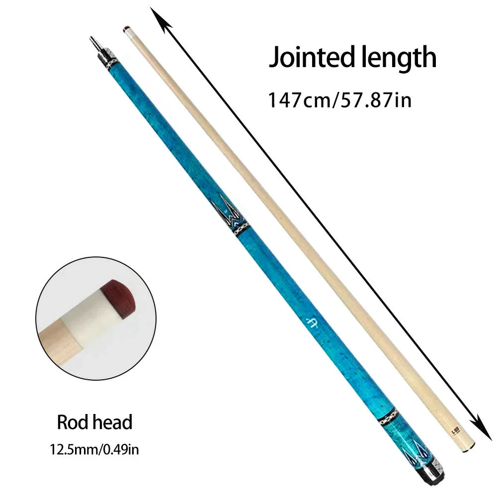 RB High-End Leather with 147cm Tip Handle 12.5cm - Cue Handle Smooth Billiard Blue